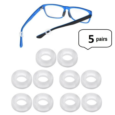 AM Landen 5 pairs Clear Silicone Eyeglasses Temple Tips Sleeve Round Comfort Glasses Retainers For Spectacle Sunglasses Reading (Best Floating Sunglasses Retainer)