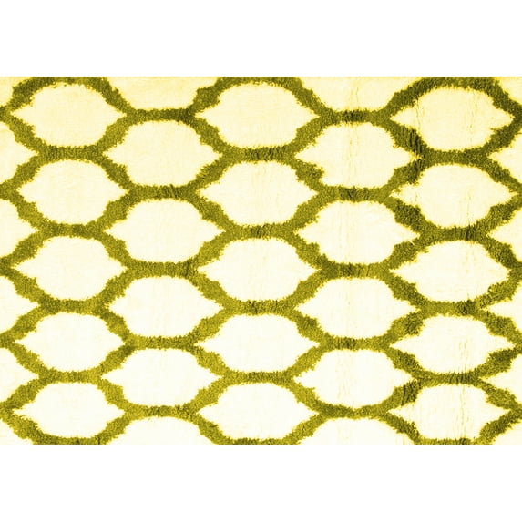 Ahgly Company Indoor Rectangle Trellis Yellow Contemporary Area Rugs, 2' x 4'