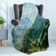 thumbnail image 4 of Mountains Soft Flannel Fleece Throw Blanket, Misty Landscape View of Highland Cloudscape, Cozy Plush for Indoor and Outdoor Use, 60" x 80", Sky Blue Green, by Ambesonne, 4 of 5