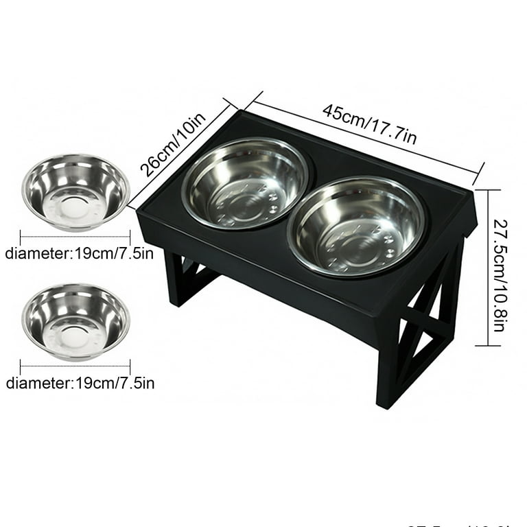 Pets Bowls Dog Double Bowls Stainless Stand Adjustable Height Pet