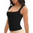 thumbnail image 4 of INSPIRE CHIC Women's Square Neck Sleeveless Tank Tops Basic Fitted Camisoles XS Black, 4 of 5