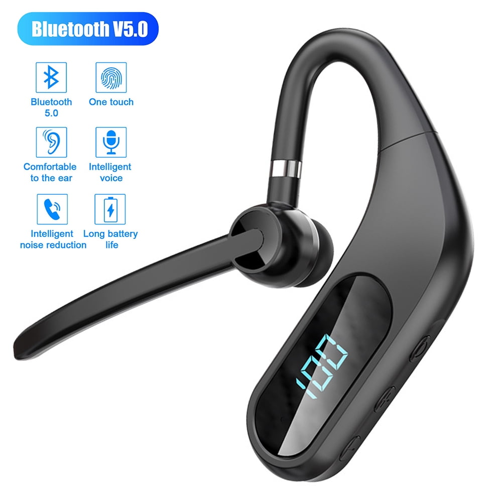 Driver Bluetooth Headset,Lesheng Power Wireless Earbud Headphone Noise Cancelling Sweatproof Bluetooth earpieces Earphone with Microphone for Outdoor/Office/Driving/Workout/Travel Black 