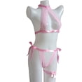 thumbnail image 6 of JSGEK Women Halter Neck Cutout 2 Piece Set Crop Top and Bottom with Garter Strap Lingerie for Intimate Evenings Pink XXL, 6 of 9