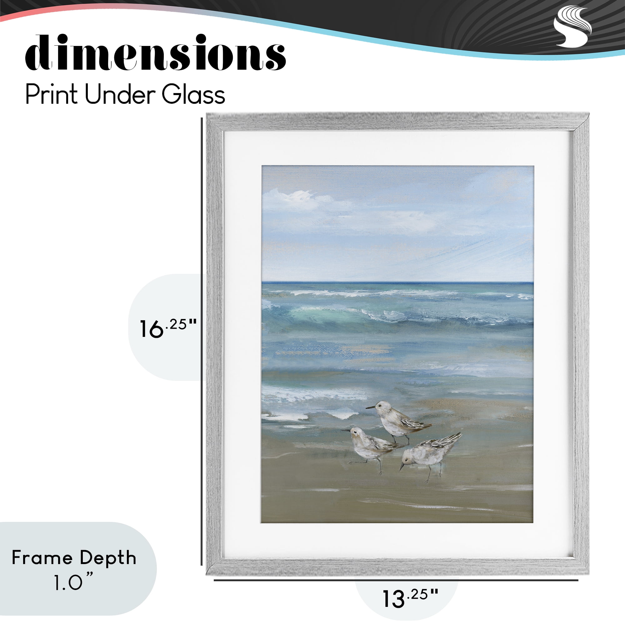Stupell Industries Sanderlings on Gentle Waves Gray Framed Print Under Glass, design by Nan
