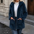 thumbnail image 2 of Enjoytime Fleece Jacket Women Long Sleeve Textured Zip Up Hooded Coat Fall Winter Warm Soft Comfy Casual Mid Length Outerwear, 2 of 7