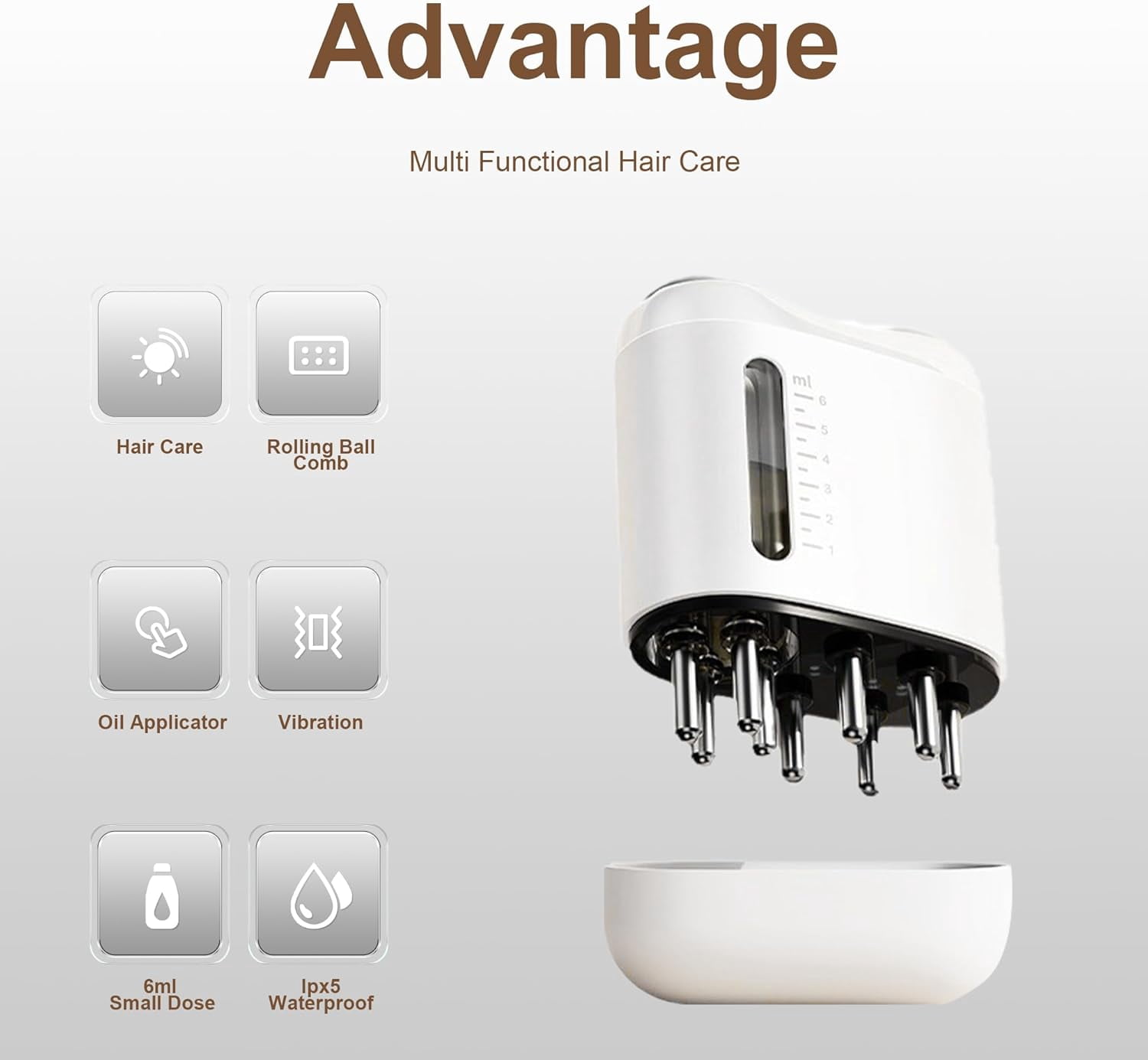 Scalp Massager Comb, Electric Hair Oil Applicator, Hair Growth in Women and Men, Deep Cleansing and Stress Relaxation