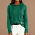 thumbnail image 3 of Women's Fashion Long Sleeve Solid Color Pullover Hooded Knitted Sweater, Comfortable and Warm, Perfect for Outdoor Activities and Winter Sports,Army Green,L, 3 of 5