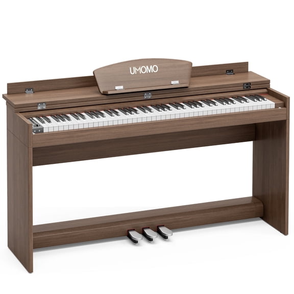 UMOMO 88 Key Digital Piano Keyboard, Full Size Electric Piano with Piano Stand, Headphone Jack, 3 Pedal, Electronic Piano for Beginner, Adults, Walnut