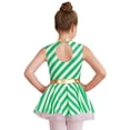 thumbnail image 2 of CHICTRY Kids Girls Christmas Stripes Dance Dress Gold Lace Bowknot Waist Ballet Leotard Figure Skating Tutu Dress Green 14, 2 of 7