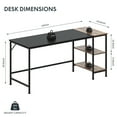 thumbnail image 2 of FlexiSpot 55" Metal Computer Desk with 2 Storage Shelves, Home Office Desk Black and Rustic, 2 of 9