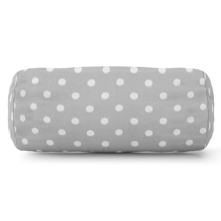 Orange Bolster Pillow Majestic Home Goods Indoor Outdoor Gray Ikat Dot Round Bolster Decorative Throw Pillow 18.5 in L x 8 in W x 8 in H ()
