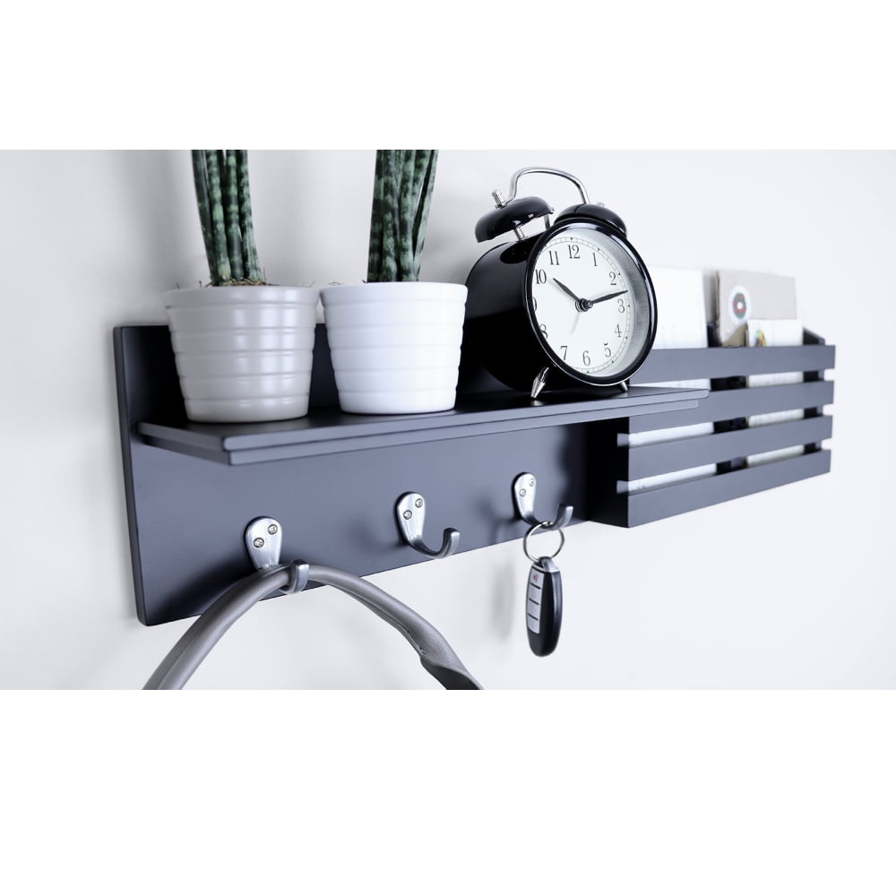 Lowestbest Wall Shelf with Hooks, Floating Shelf Wall, Spice Rack with