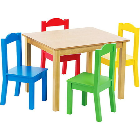 Tot Tutors Kids Wood Table and 4 Chairs Set, Multiple