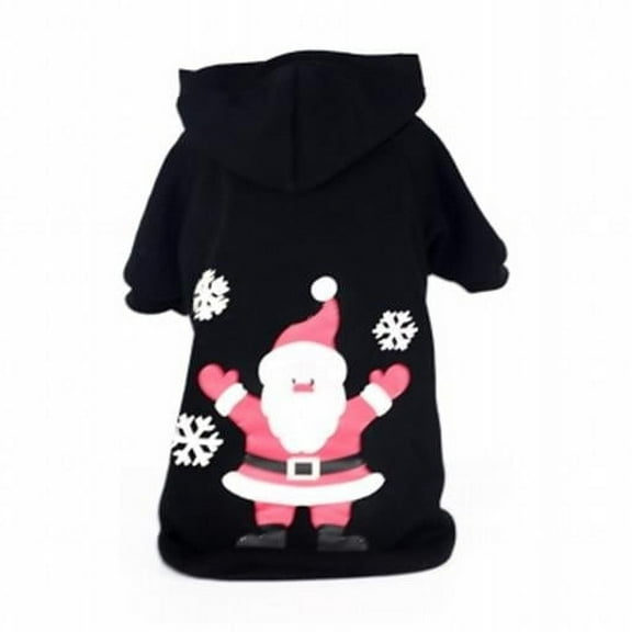 Pet Life  Pet Life LED Lighting Juggling Santa Hooded Sweater Pet Costume- Black - Small