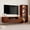 AC-M: Brown 90.6" Cabinet Set, variant on ATJafurn 90.6'' Walnut Finish Media Console for 55/65 inch TVs, Wooden TV Stand and Glass Display Shelves with Lights for Living Room and Bedroom