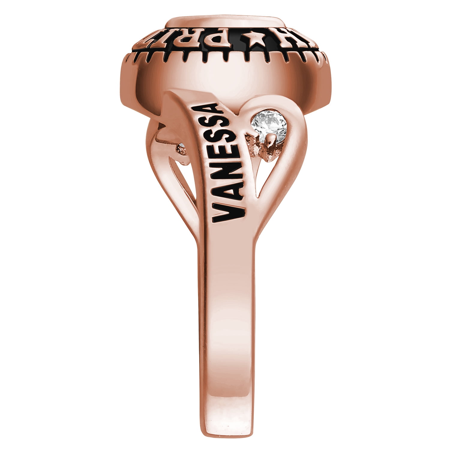 Order Now for 2025 Graduation, Freestyle Women's CZ Scroll Bypass Birthstone Class Ring, Personalized, High School or College