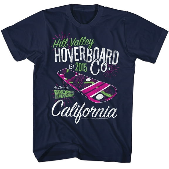 Back to the Future Hill Valley Hoverboard Navy Adult T-Shirt