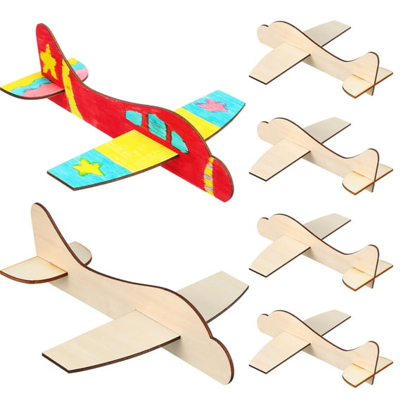 MasteelfCA 20pcs Assemble Airplane Models Blank Wooden Plane Toy Kids Painting Art Craft Supplies