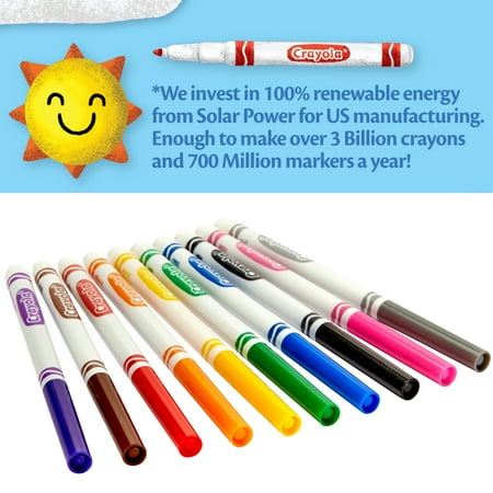Crayola Fine Line Markers, Classic Colors, 10 Count, Back to School Supplies for Kids and Teachers, Classroom Essentials, Gifts, 3+