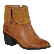 Milwaukee Leather MBL9401 Women's Short Cognac Round Toe Boots with Inside Zipper 9