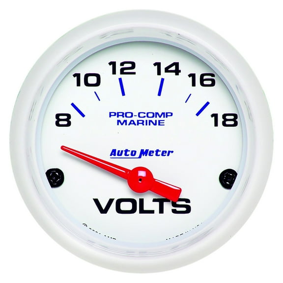 Auto Meter 200756 - Marine 2.06" White In-Dash Mount Voltmeter Gauge