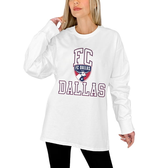 Women's Gameday Couture  White FC Dallas Oversized Long Sleeve T-Shirt