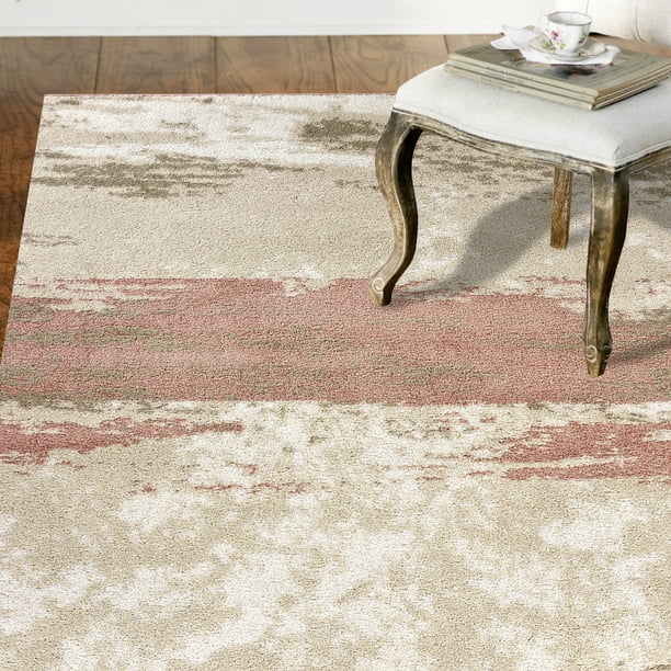 Lr Home Meadow Distress Abstract Ivory Blush 8x10 Brushstroke Area Rug Walmart Com Walmart Com