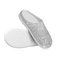 thumbnail image 3 of Fotbe Silver Glitter Pattern Women's Fuzzy Curly Fur Memory Foam Loafer Slippers Indoor Outdoor Slippers Winter Home Shoes-37/38, 3 of 7