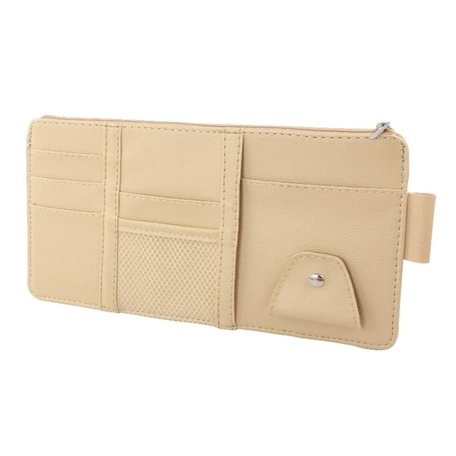 Organizador de visera para coche, organizador de bolsa de almacenamiento, bolsillo para visera de coche, Interior automático Beige con Cremallera Zulema Organizador de parasol
