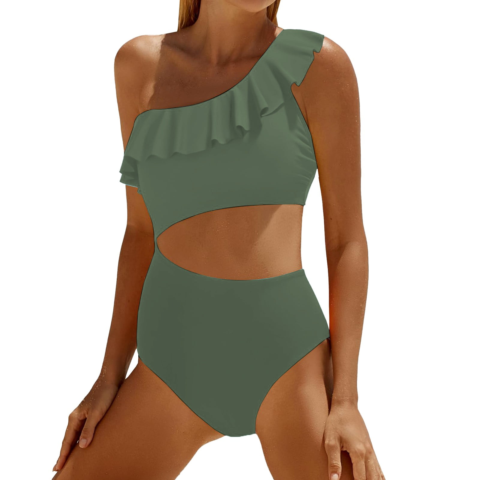 Wiueurtly Bikini Sets for Women Cutout Swimsuits One Shoulder