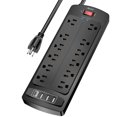 thumbnail image 1 of Protector contra sobretensiones Power Strip Alestor de 10 pies con 12 enchufes, 4 USB, 1 of 7