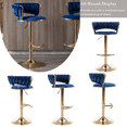 thumbnail image 2 of 24-32Inch Velvet Bar Stools, Counter Height Mechanical Lifting Swivel Barstools High Bar Chairs with Golden Leg Simple Bar Stool, Stools Chair with Footrest for Home Kitchen Island,Pub(Blue,Set of 4), 2 of 10