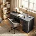 thumbnail image 2 of HOMCOM Bureau de Direction Style Ferme de 55 Pouces, avec 7 Tiroirs, Bureau d'Ordinateur, Noir, 2 of 10