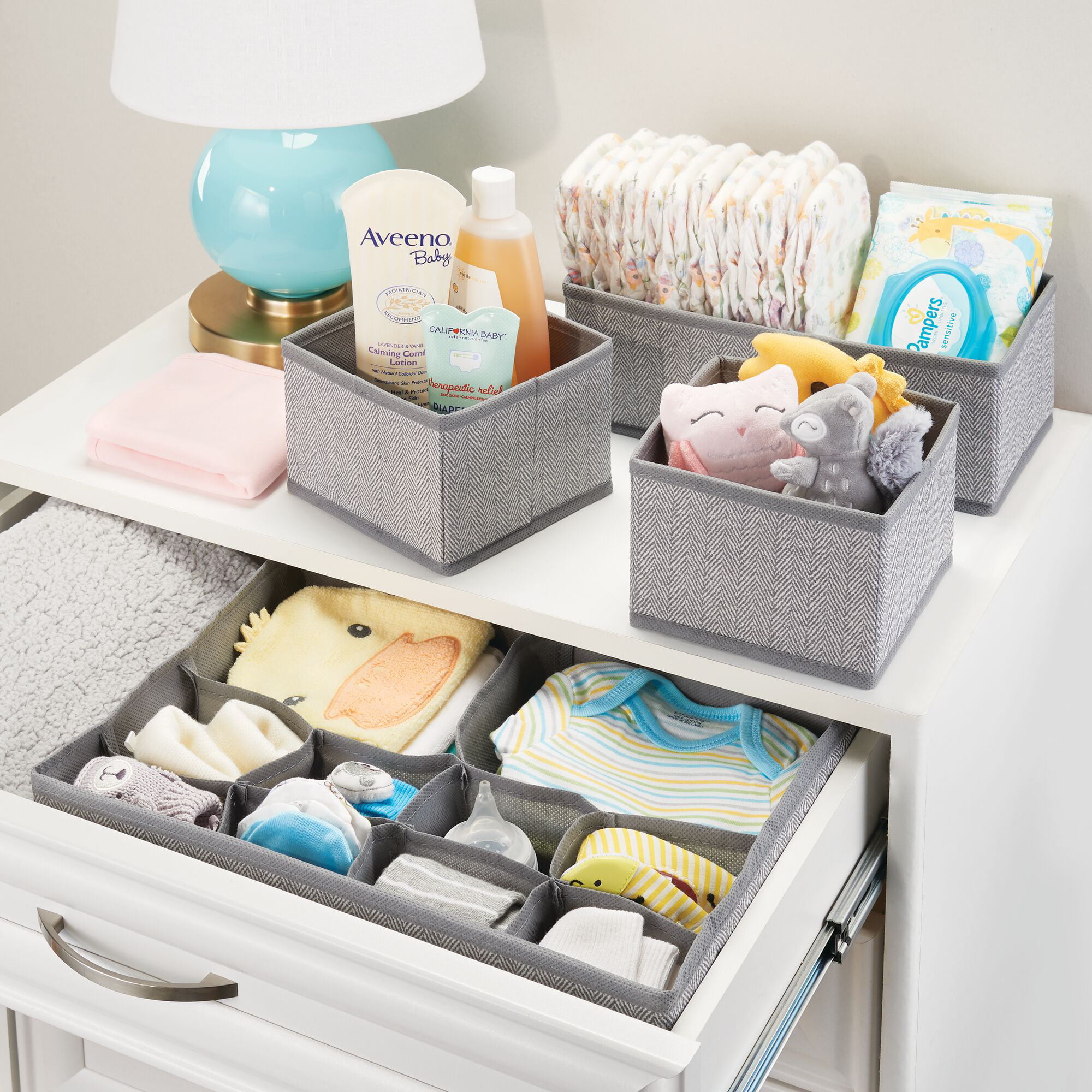 Drawer Organizer Clothes Set of 12 Grey - Dresser Organizer For Nursery,  Bedroom, Closet - The Perfect Baby Clothes Organizer and Storage & General