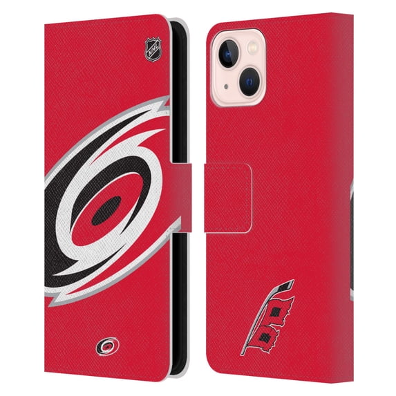 Head Case Designs Officially Licensed NHL Carolina Hurricanes Oversized Leather Book Wallet Case Cover Compatible with Apple iPhone 13
