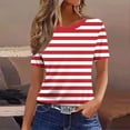 thumbnail image 3 of GigrtiJin Women's Short Sleeve T Shirts Striped Casual Pullover T Shirts Womens Baggy Round Neck Loungewear Going Out T Shirts, 3 of 5