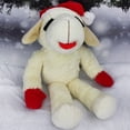 thumbnail image 5 of Multipet Jumbo Holiday Lamb Chop, Plush Dog Toy, White with Red Paws and Santa Hat, Squeaker, 19 inches, 5 of 10