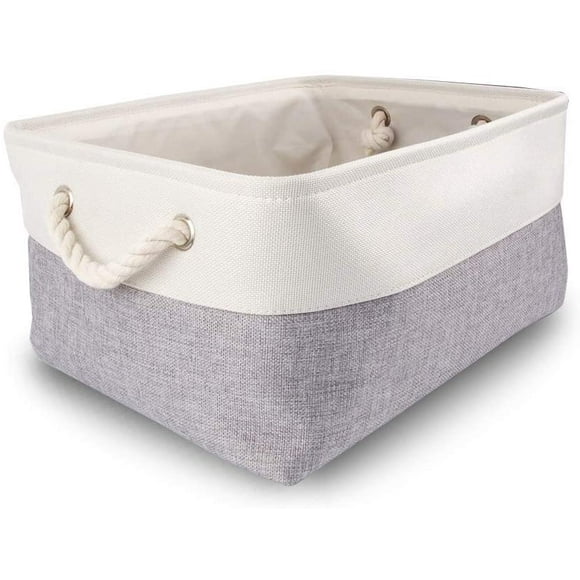 Large Fabric Storage Box, Rectangular Dressing Room Storage Basket With Handle For Toys, Wardrobe (Foldable, Gray White)