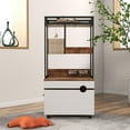 thumbnail image 4 of Demi Bonn 48" Hidden Cat Litter Box Enclosure Furniture with Cat Tree Tower, Iron and Wood Structure Privacy Cat House Washroom, Brown, 4 of 7