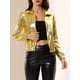 thumbnail image 5 of Chaquede chándal pamujer Chaquemetálide manlarbrillante holográficon cremalleen parte delanteOro amarillo XL, 5 of 7