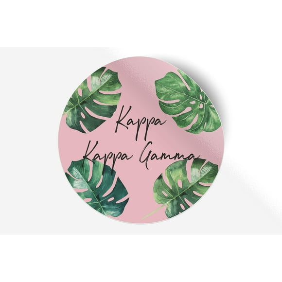 Kappa Kappa Gamma Sticker Greek Sorority Decal for Car, Laptop, Windows, Officially Licensed Product, Monogram Design 5" x 5" - Pink Palm