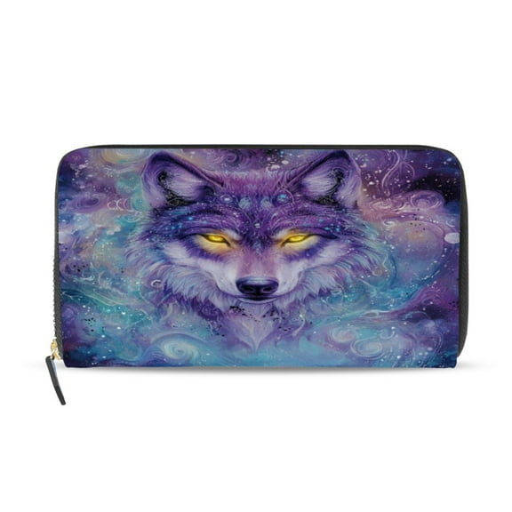 Qxltty Beautiful Fantasy Wolf Women's Leather Wallet Fashion Retro Multi Card Holder with Cell Phone Pocket Mothers Day Gifts