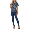 thumbnail image 2 of CAMISA DE MUJER ATHLECHIC DE VERANO CON COLLAR PETER PAN, BOTONES EN LA PARTE FRONTAL, BLUSA VINTAGE CON ESTAMPADO FLORAL, TAMAÑO XS, AZUL OSCURO, 2 of 6