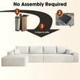 thumbnail image 2 of MAYEERTY 135" Cloud Sectional Couch with L-Shape Chaise, Modern Modular Deep Seat Sofa, No Assembly Plush Corduroy Fabric, White (3 packages), 2 of 6
