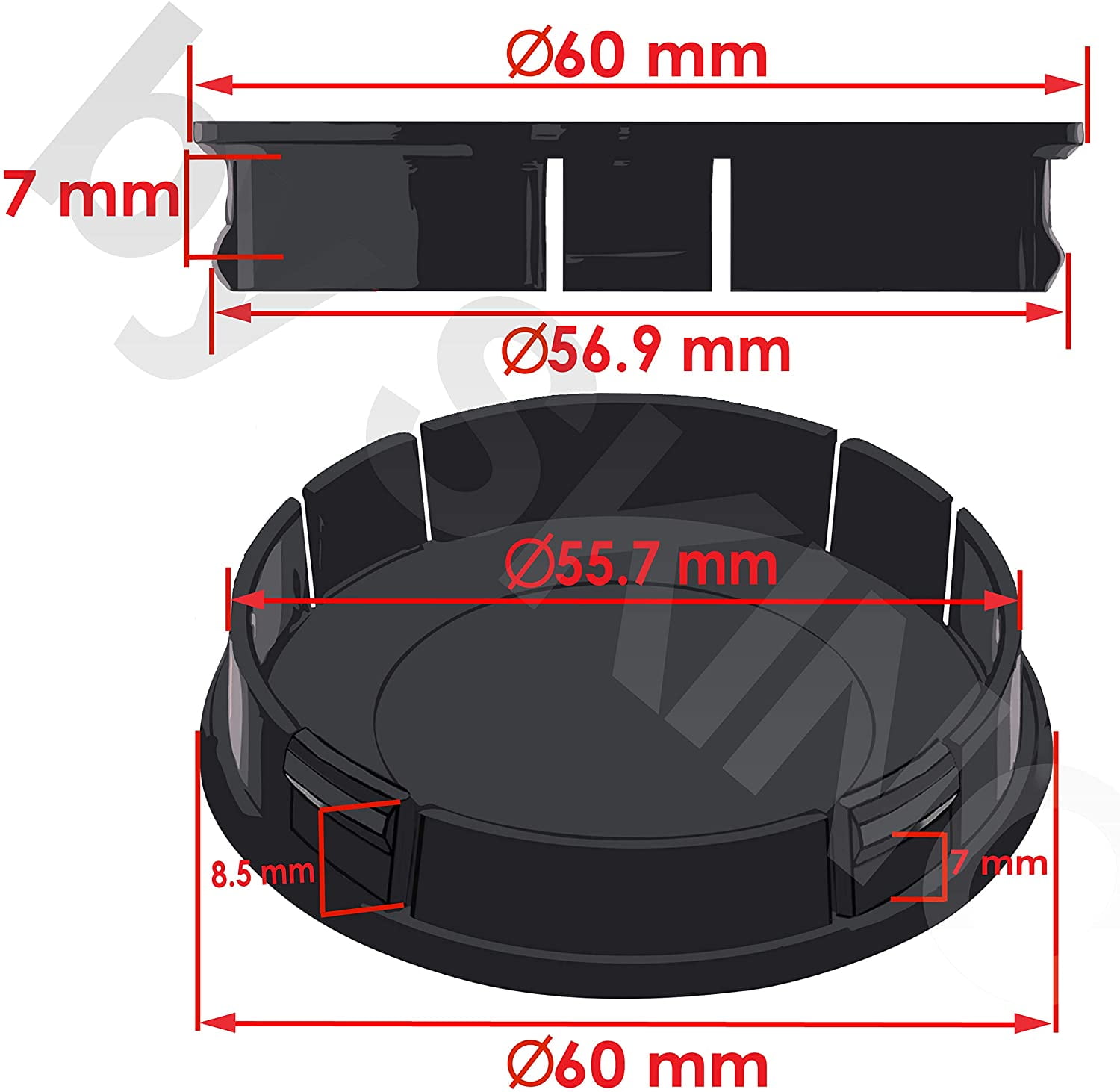4 X Audi Gloss Black Alloy Wheel Centre Hub Caps Emblem 60mm - View #10
