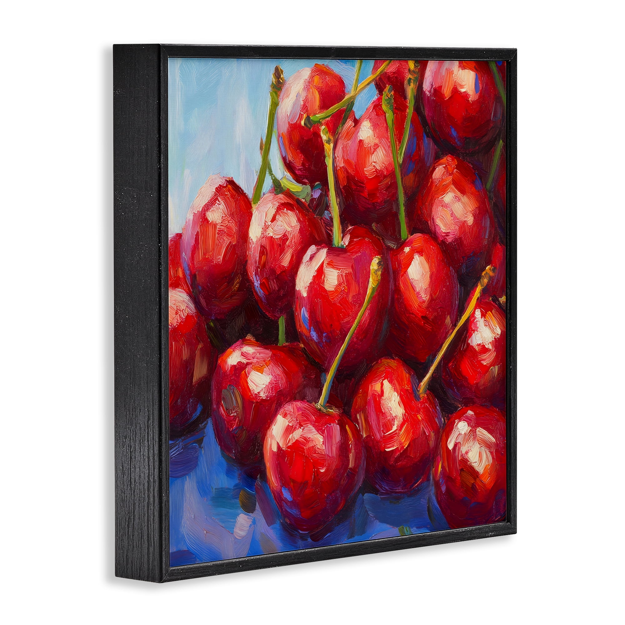 Stupell Industries Luscious Red Cherries of Summer Black Framed Giclee Art, design by Petal Prints Design