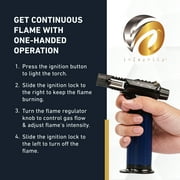 Refillable Butane Torch - The Beast Hand Held Blow Torch for Cooking, BBQ, Creme Brulee, Soldering, Welding, Resin Art - Adjustable Flame with Ignition Lock - Black Blue by inZaynity