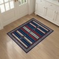 thumbnail image 3 of ODIKA 3'x5' Washable Throw Rug Stain Resistant, Low Profile, Non-Slip Striped Navy Southwestern Aztec Banded Stripes Borders Strip for Entryway, Kitchen, Mudroom, 3 of 5
