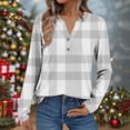 thumbnail image 6 of zbxnLI Womens Long Sleeve Shirts V Neck Button Tops Plaid Shirt Ladies Dressy Casual Blouse Trendy Work Clothes, 6 of 7