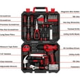 thumbnail image 2 of A house of tools Drill Set: Tool Set with 8V Red Cordless Drill, Home Tool Kit with Drill, Hand Tool Kits for Women 126 Piece, 2 of 12